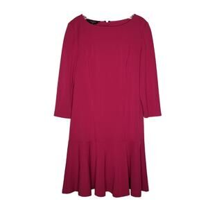 Nine West Women's Drop Waist Flounce Hem Dress, Size 14